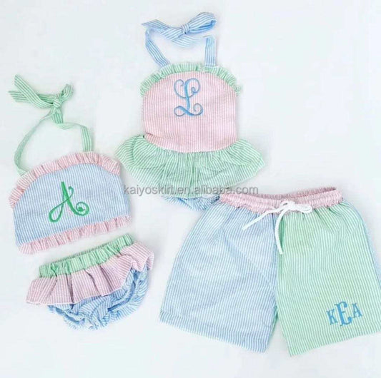 RTS • Wholesale One Piece Seersucker Swimwear