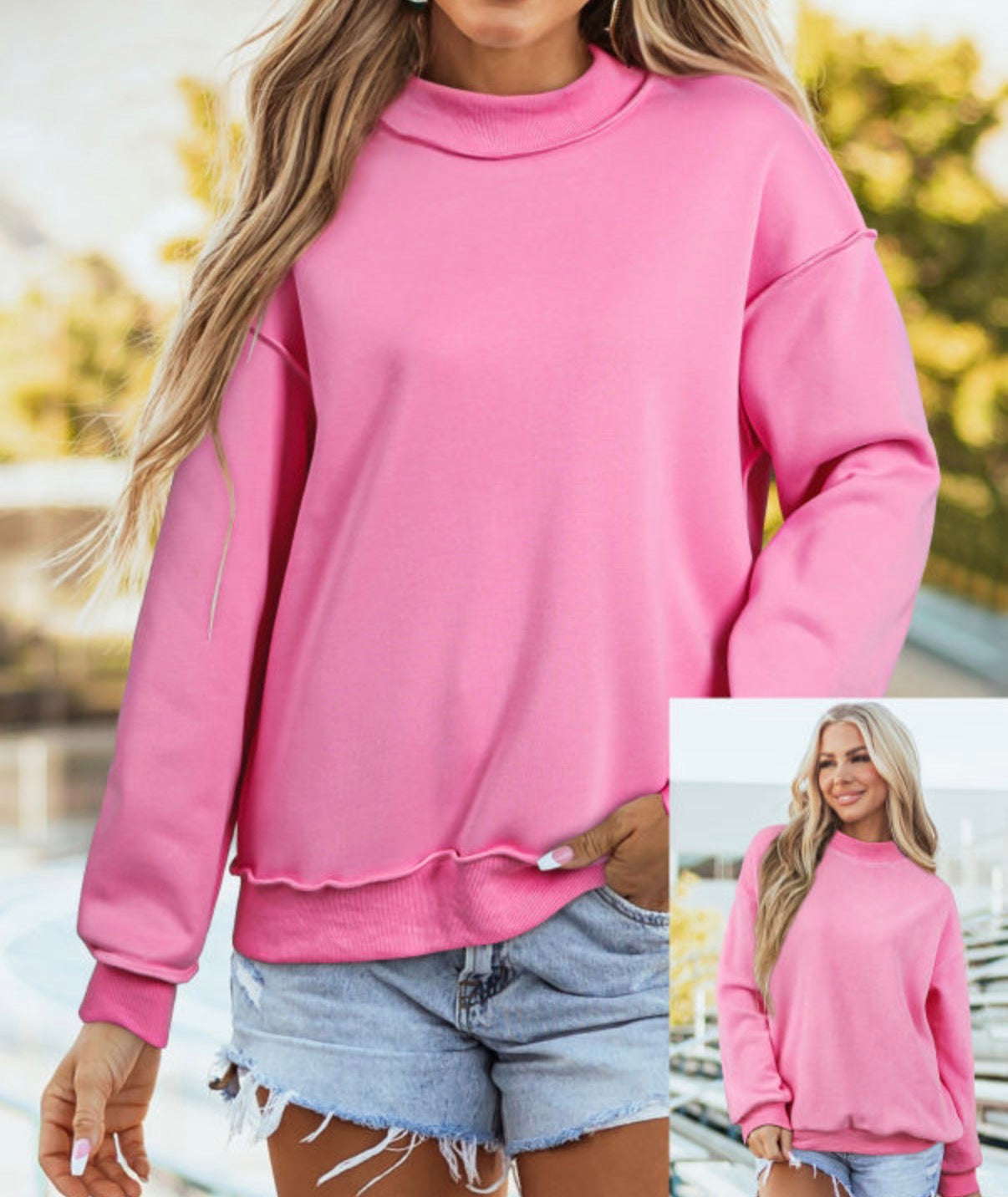 *PREORDER* Oversized Reversible Mock Neck Sweatshirt