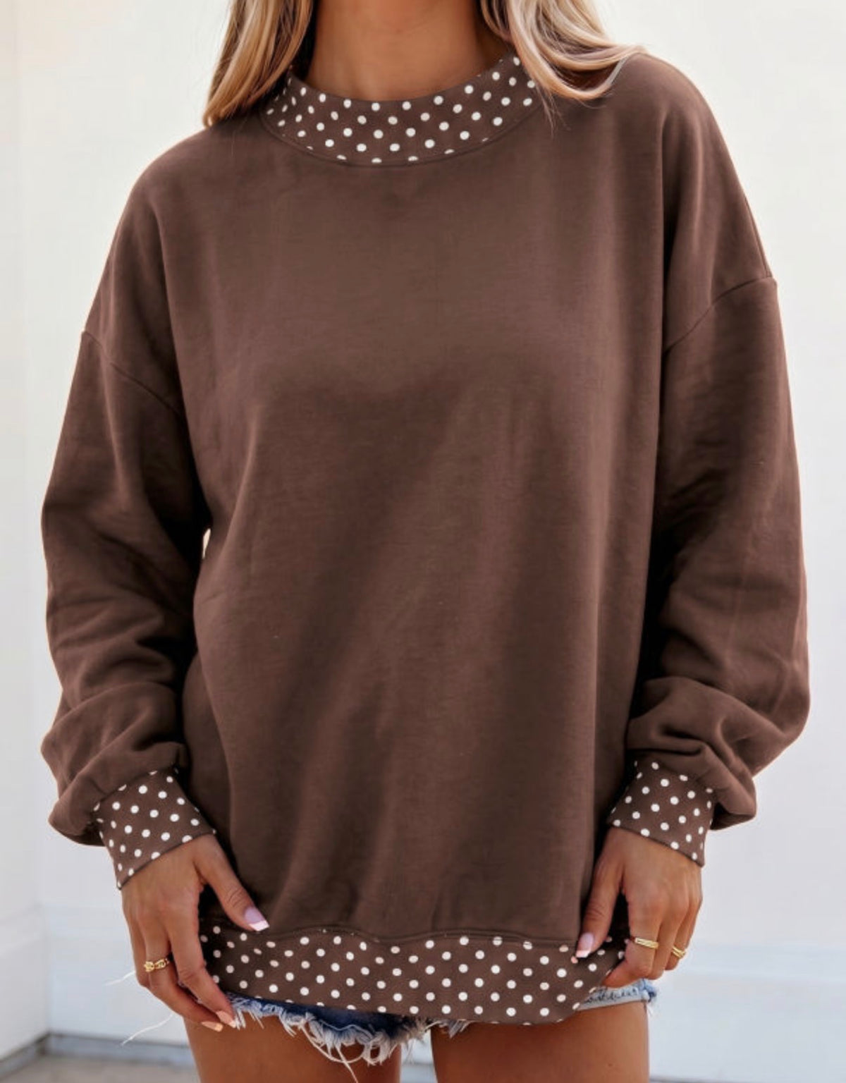*PREORDER* Oversized Trimmed Mock Neck Sweatshirt