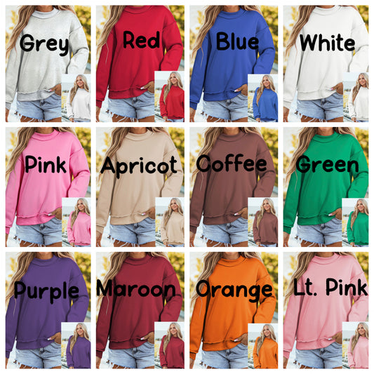 *PREORDER* Oversized Reversible Mock Neck Sweatshirt