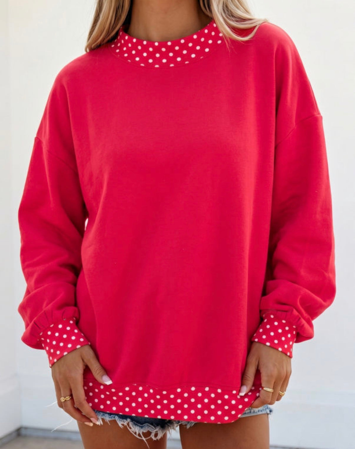 *PREORDER* Oversized Trimmed Mock Neck Sweatshirt