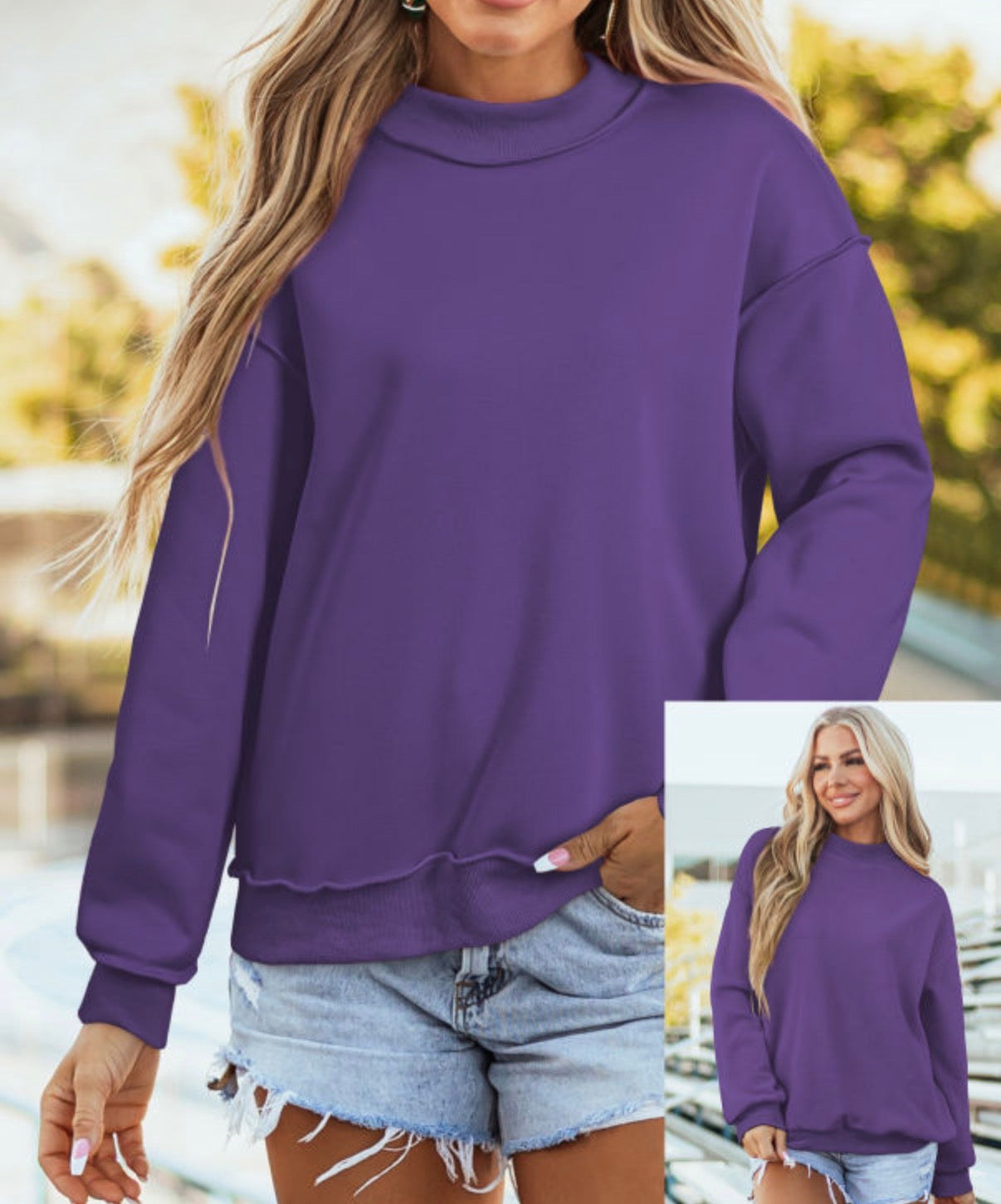 *PREORDER* Oversized Reversible Mock Neck Sweatshirt