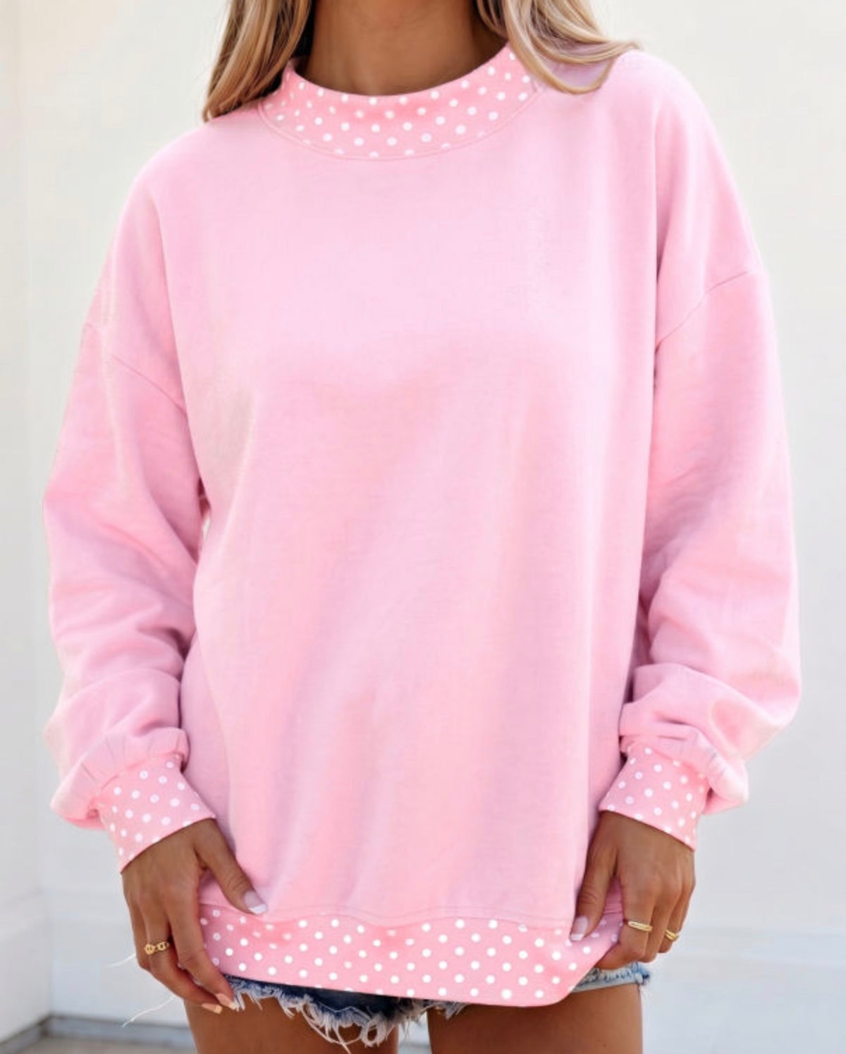 *PREORDER* Oversized Trimmed Mock Neck Sweatshirt