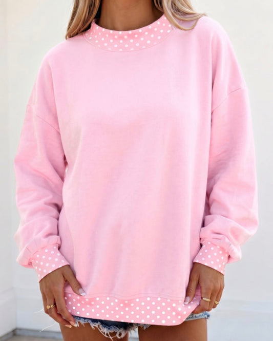 *PREORDER* Oversized Trimmed Mock Neck Sweatshirt