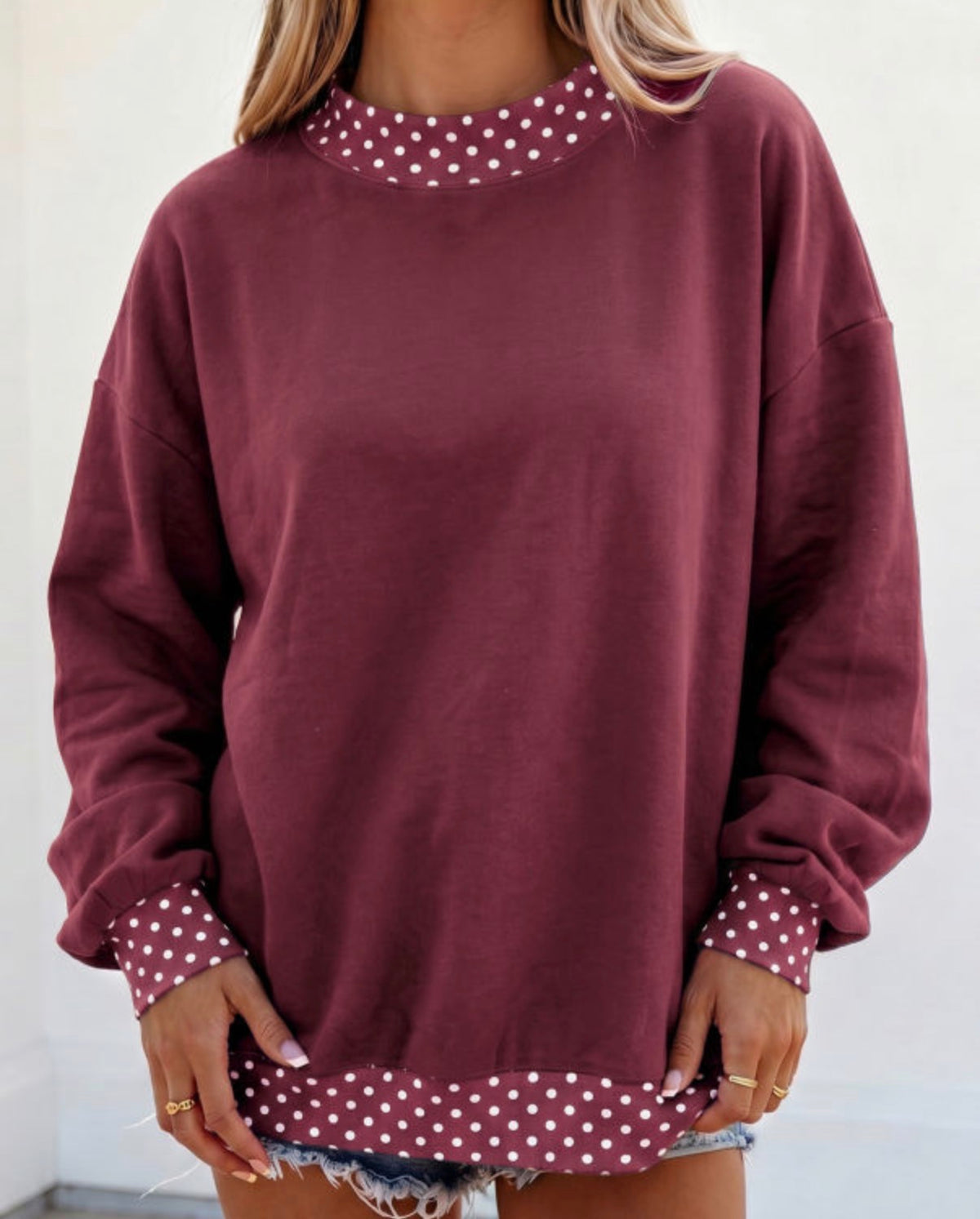 *PREORDER* Oversized Trimmed Mock Neck Sweatshirt