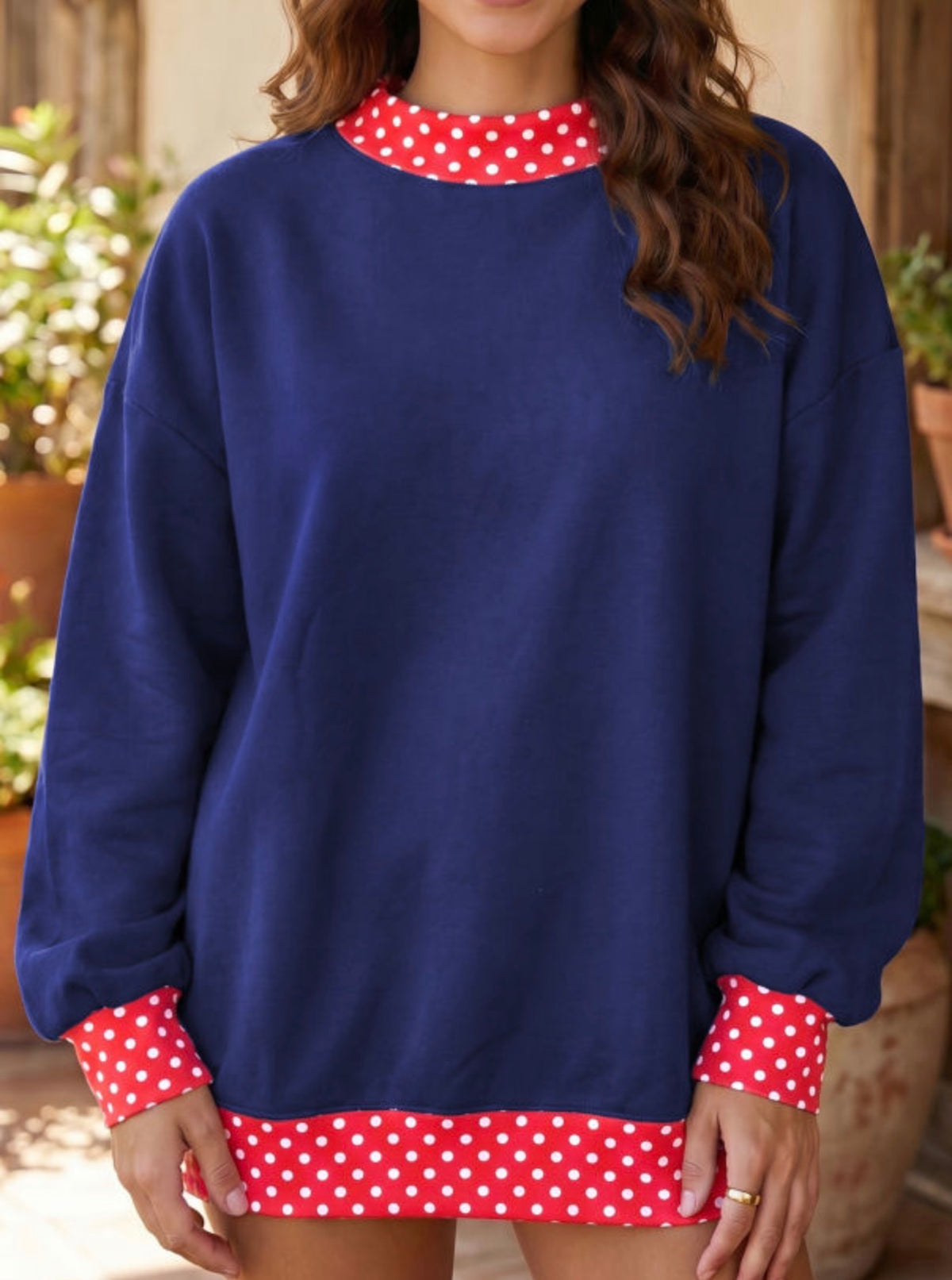 *PREORDER* Oversized Trimmed Mock Neck Sweatshirt