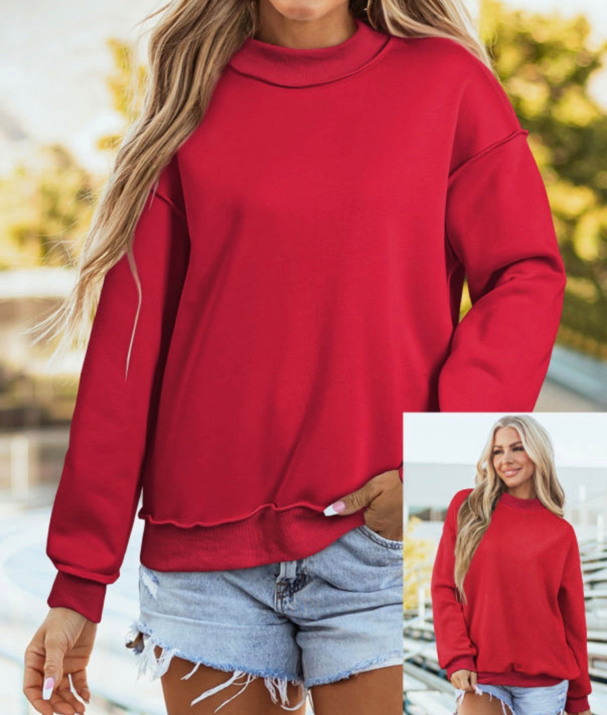 *PREORDER* Oversized Reversible Mock Neck Sweatshirt