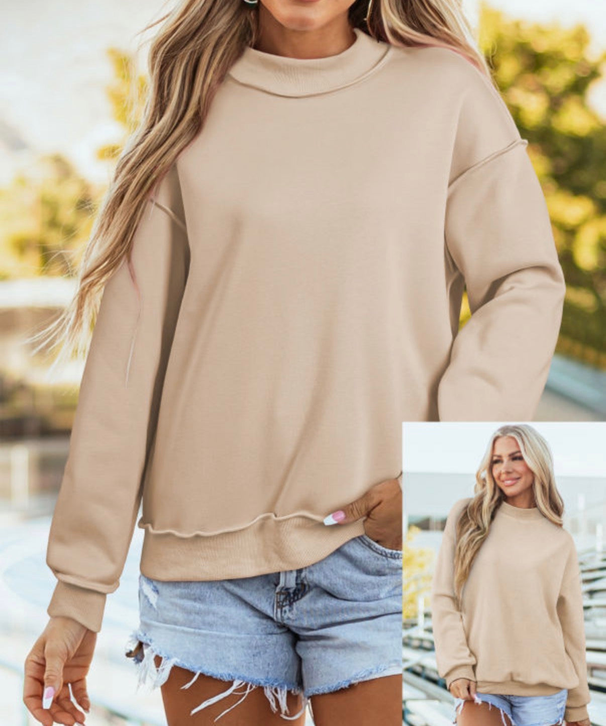 *PREORDER* Oversized Reversible Mock Neck Sweatshirt