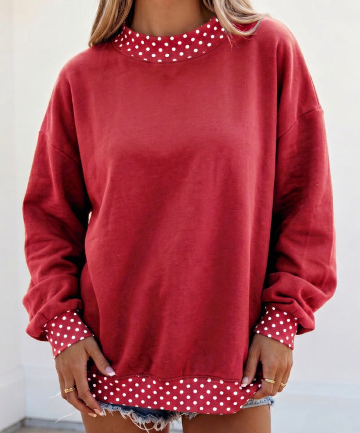 *PREORDER* Oversized Trimmed Mock Neck Sweatshirt