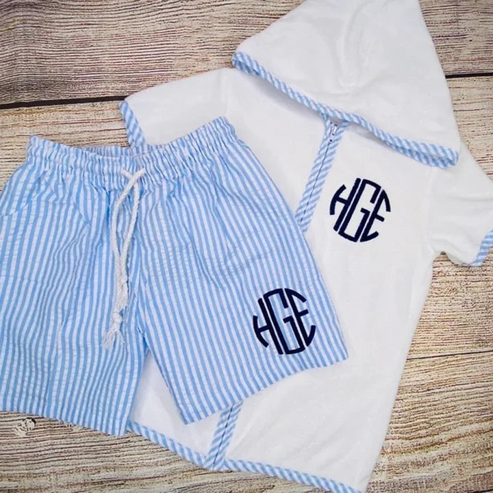 RTS • Wholesale Seersucker Swim Coverup WITHOUT Ruffles