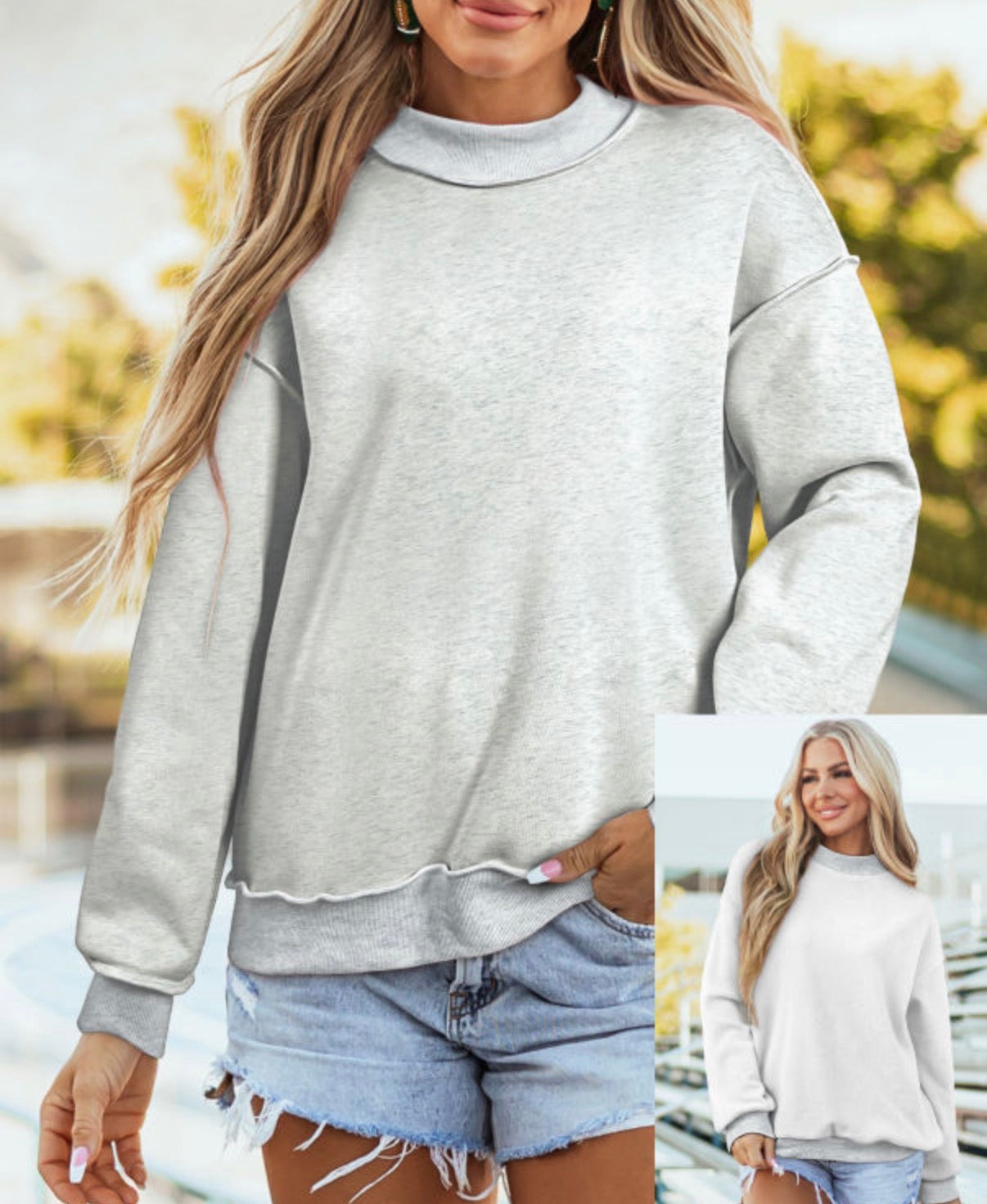 *PREORDER* Oversized Reversible Mock Neck Sweatshirt