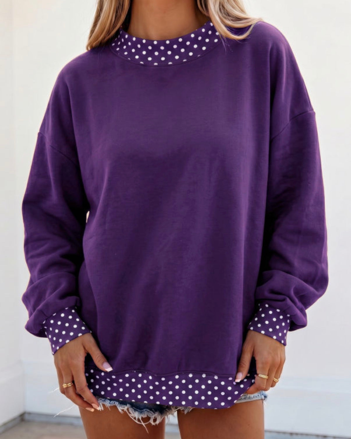 *PREORDER* Oversized Trimmed Mock Neck Sweatshirt