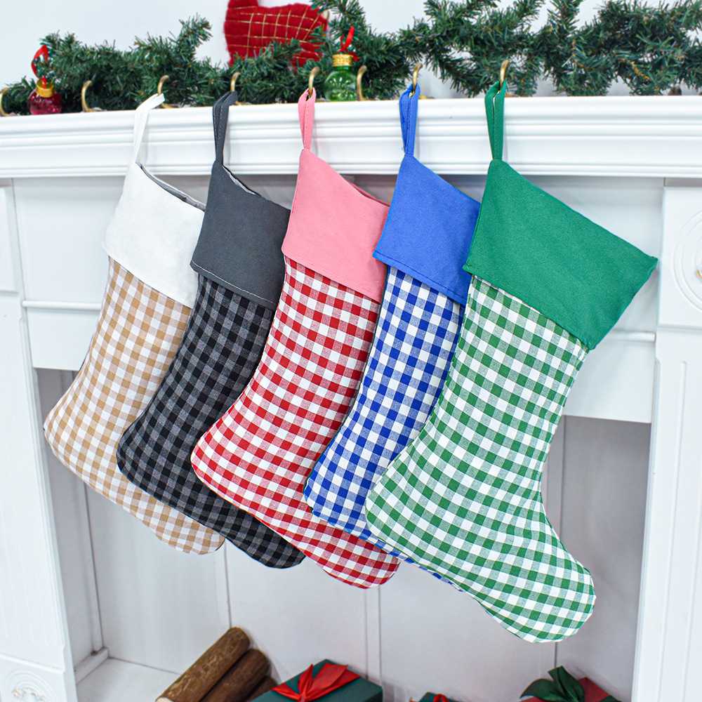 RTS • Wholesale Gingham Santa Sack & Stockings