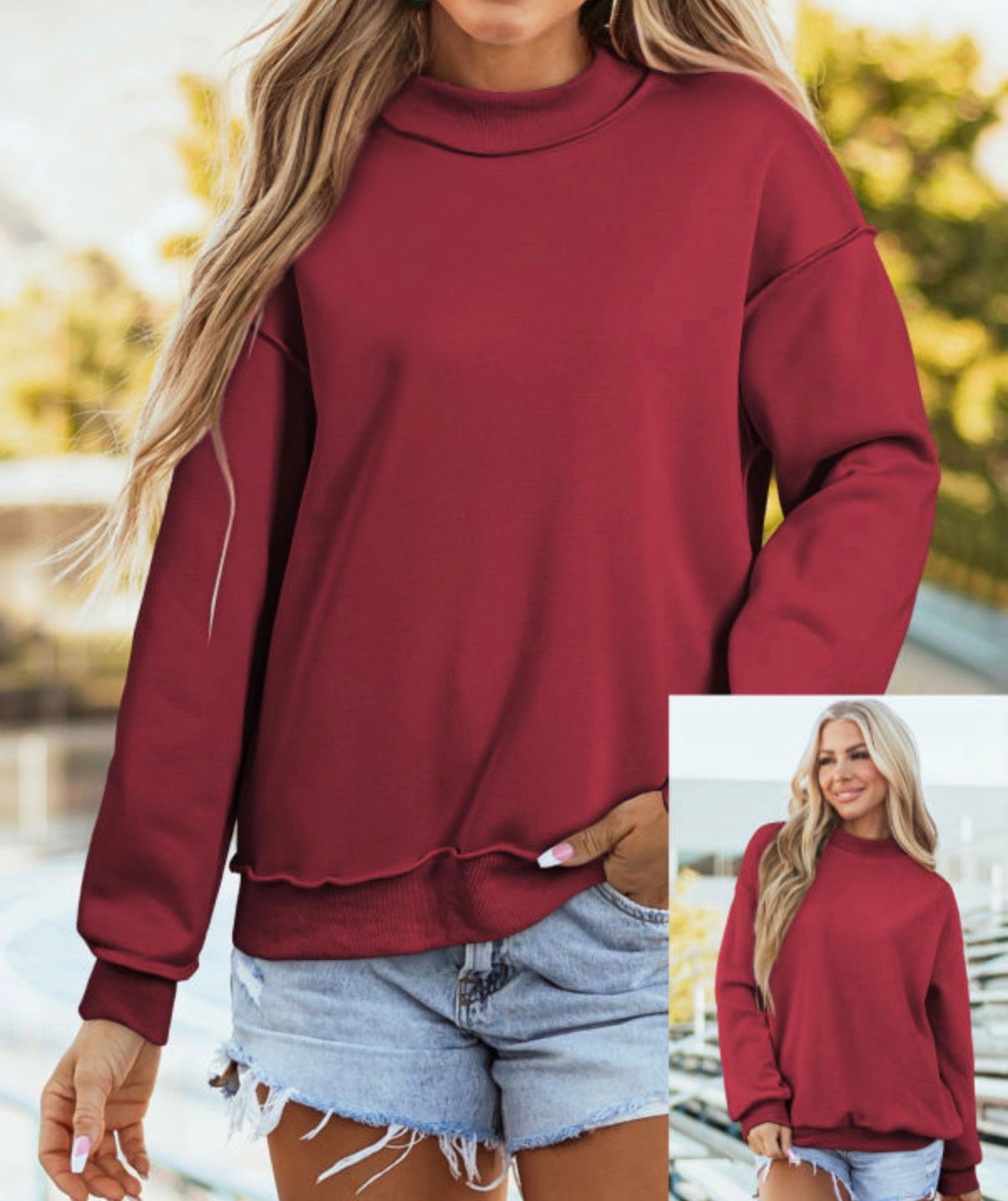 *PREORDER* BULK Oversized Reversible Mock Neck Sweatshirt