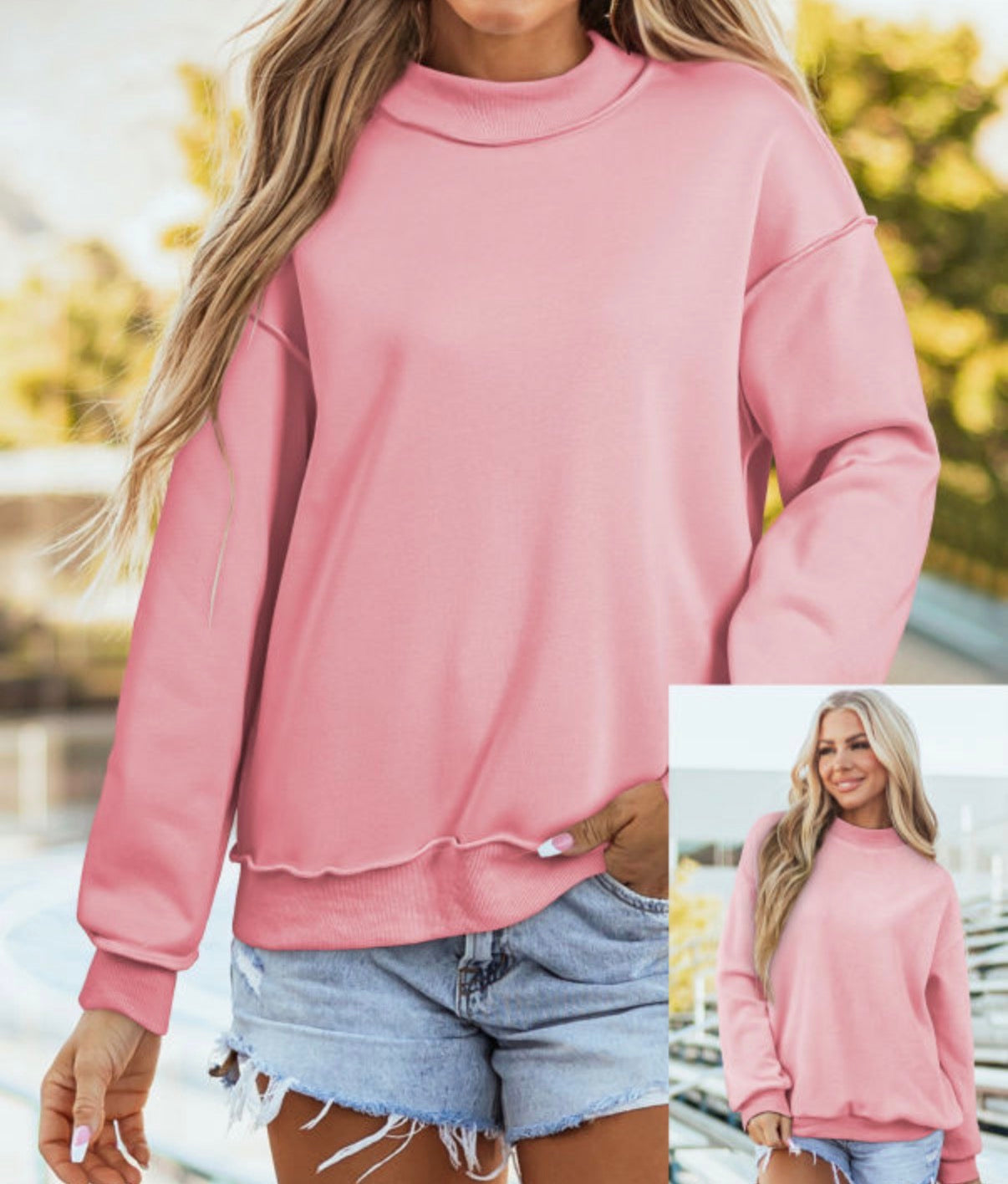 *PREORDER* Oversized Reversible Mock Neck Sweatshirt