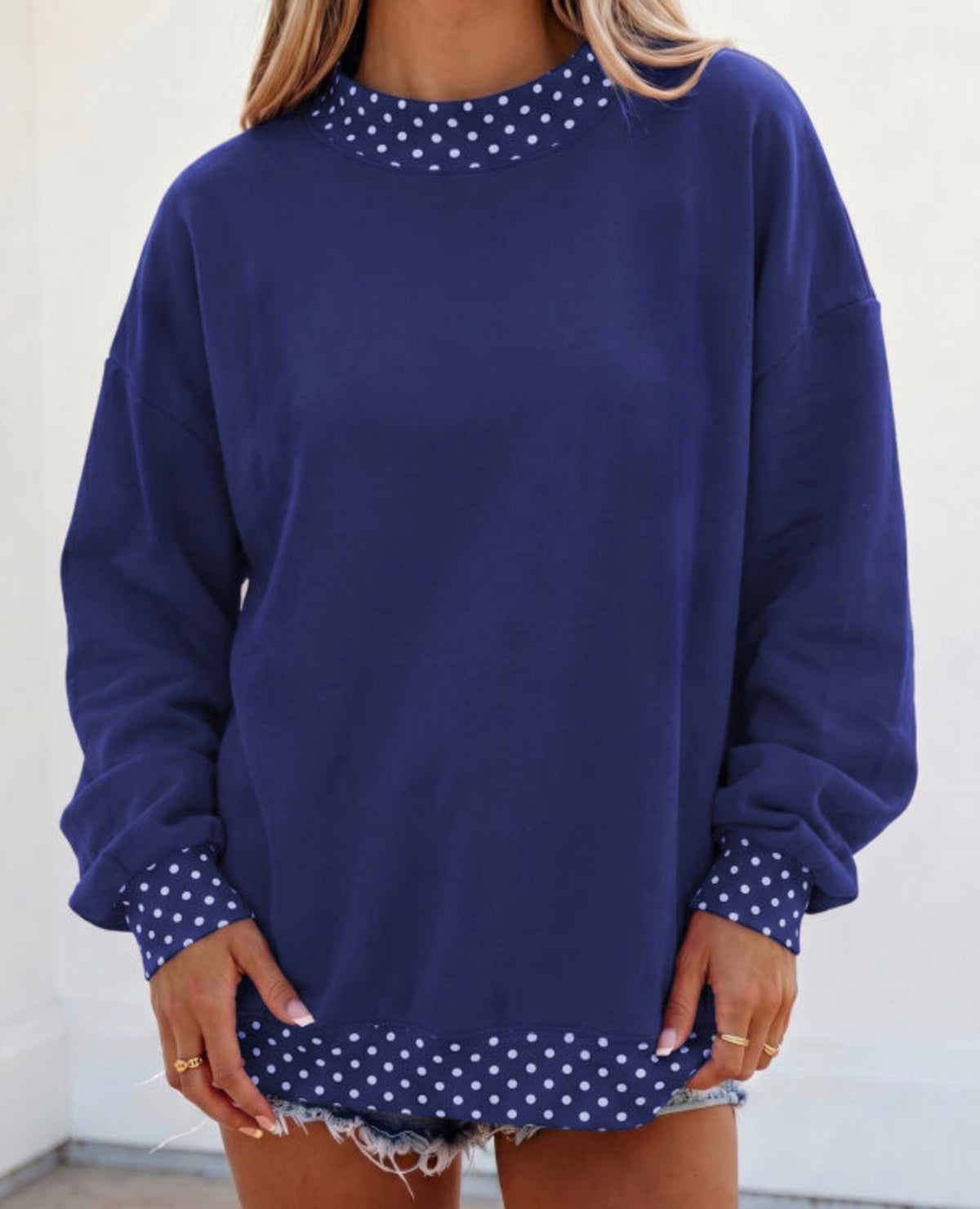 *PREORDER* Oversized Trimmed Mock Neck Sweatshirt