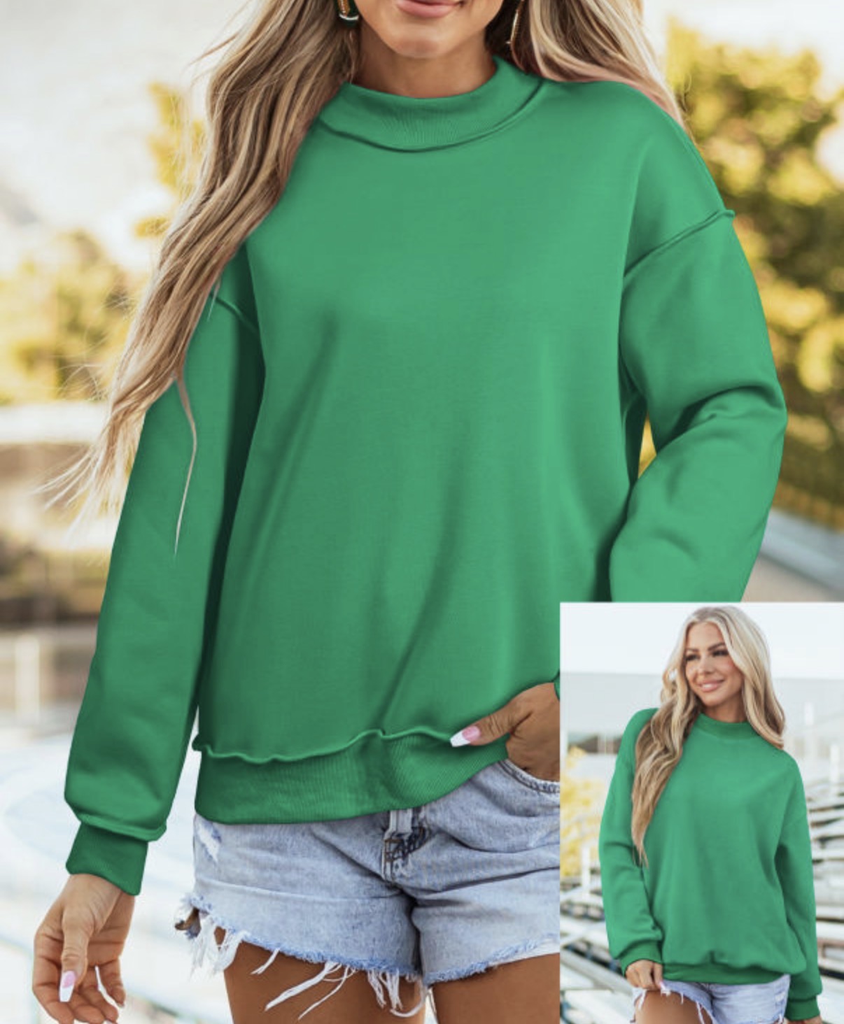 *PREORDER* Oversized Reversible Mock Neck Sweatshirt