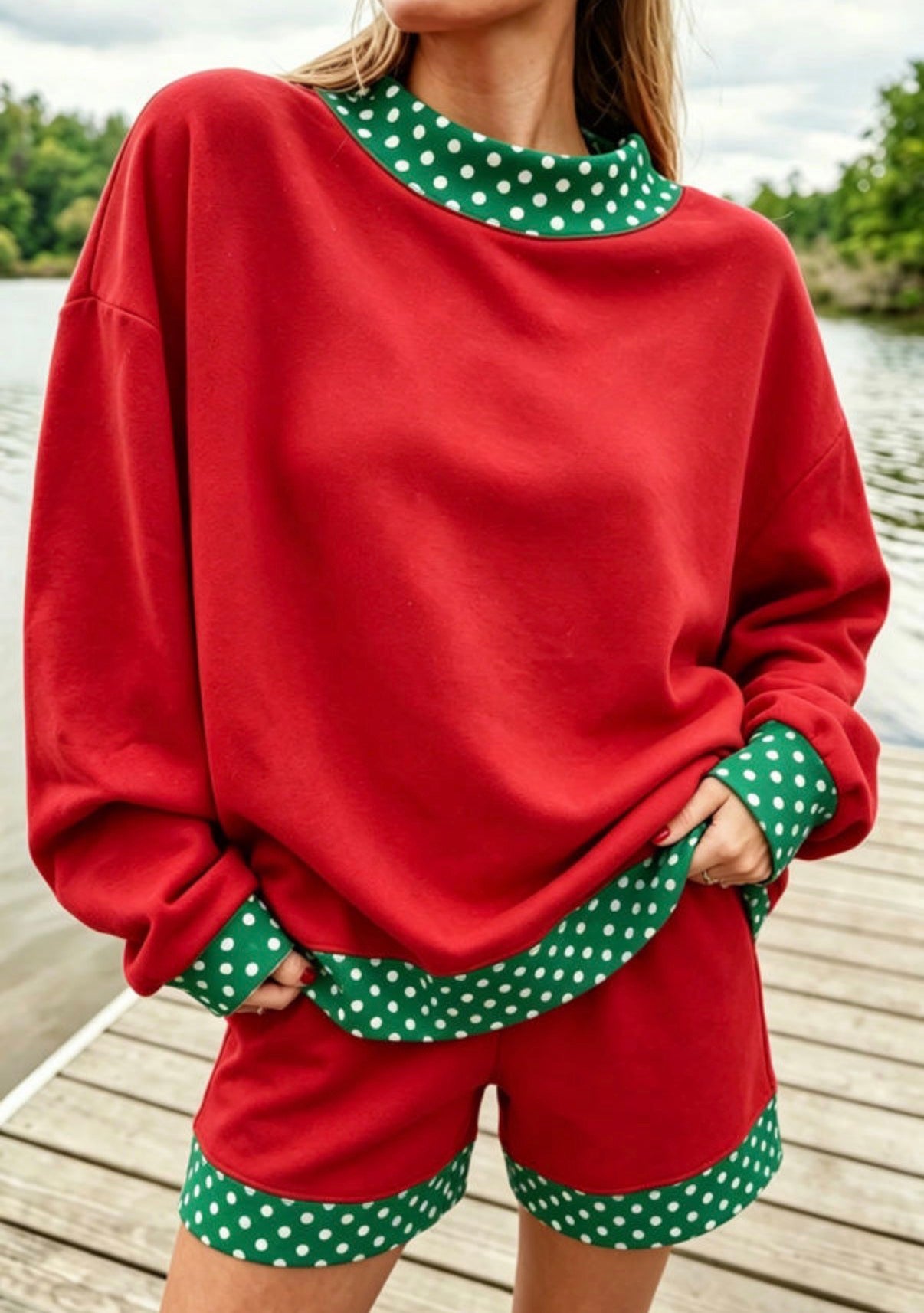 *PREORDER* Oversized Trimmed Mock Neck Sweatshirt Short Shirt