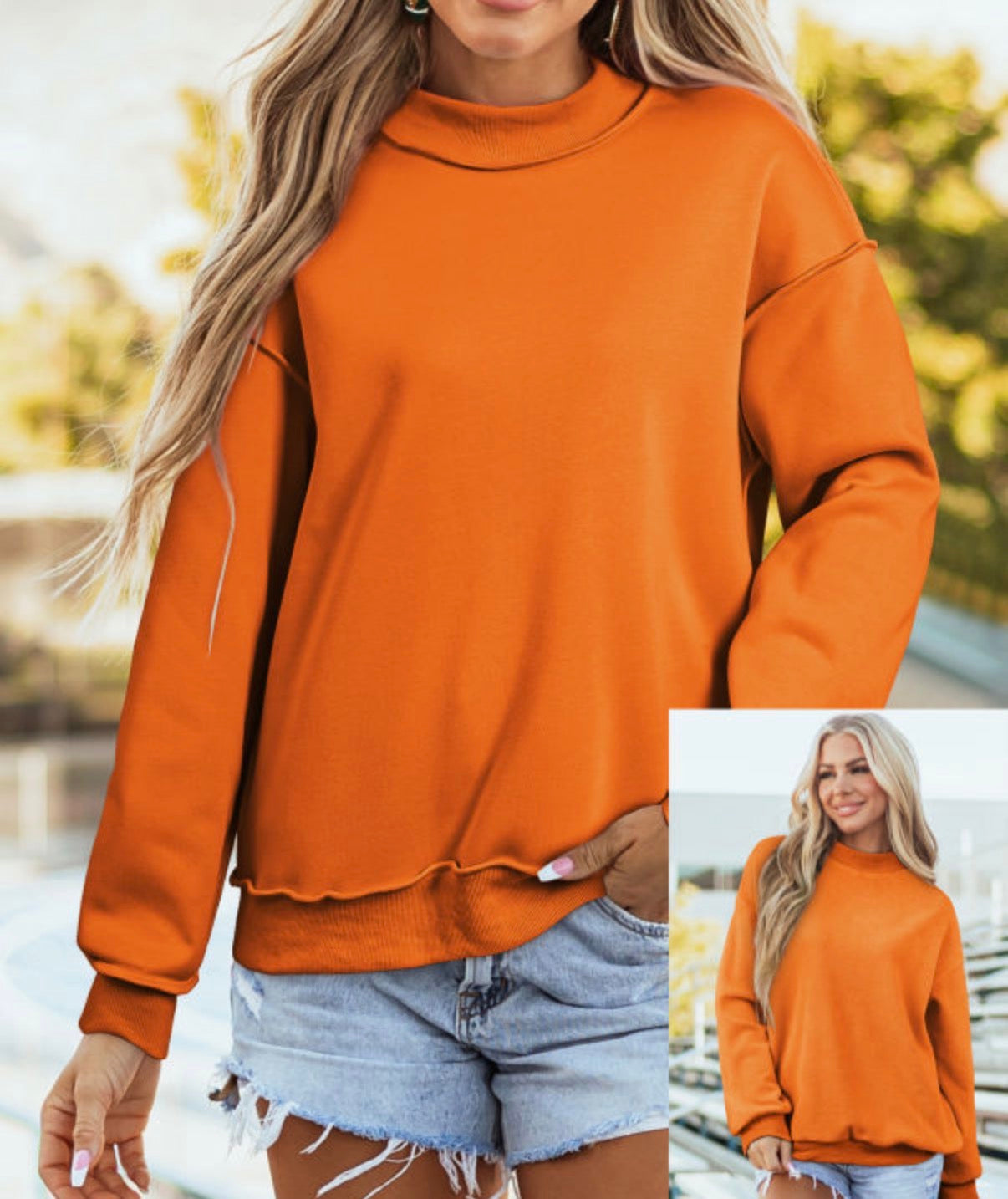 *PREORDER* Oversized Reversible Mock Neck Sweatshirt