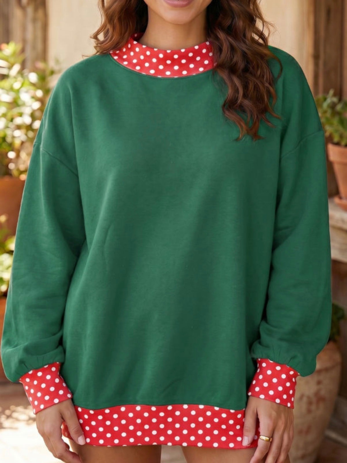 *PREORDER* Oversized Trimmed Mock Neck Sweatshirt