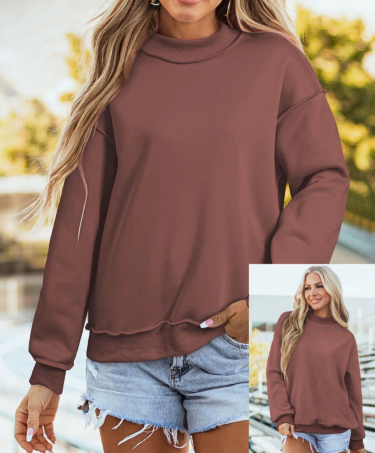 *PREORDER* Oversized Reversible Mock Neck Sweatshirt