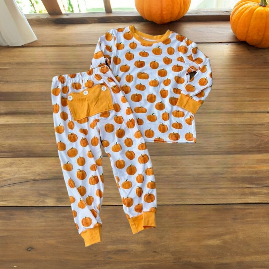 RTS • Wholesale Pumpkin Booty Flap Two Piece Set