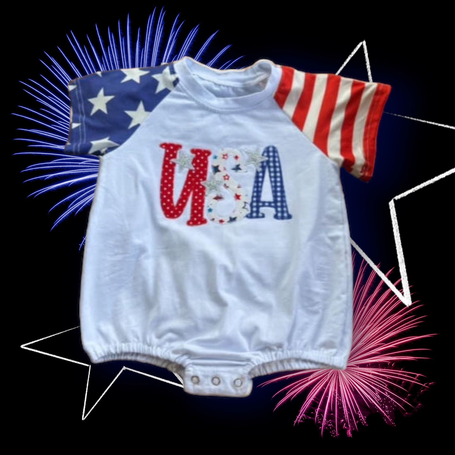 RTS • Wholesale Flag Bubble Romper