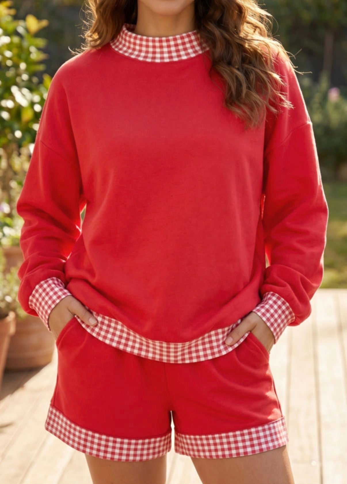 *PREORDER* Oversized Trimmed Mock Neck Sweatshirt Short Shirt