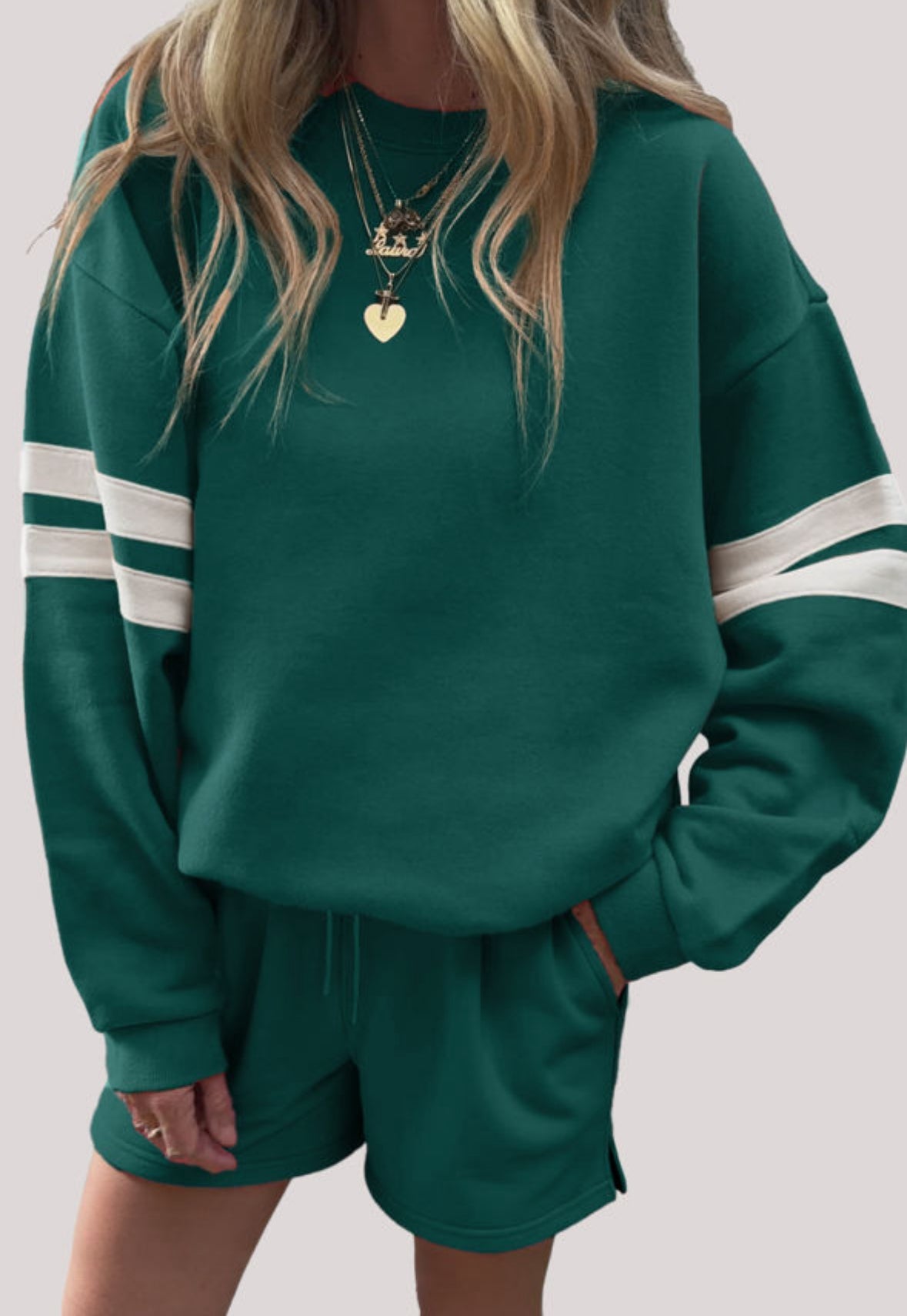 RTS • Wholesale Varsity Sweatshirt Short Set